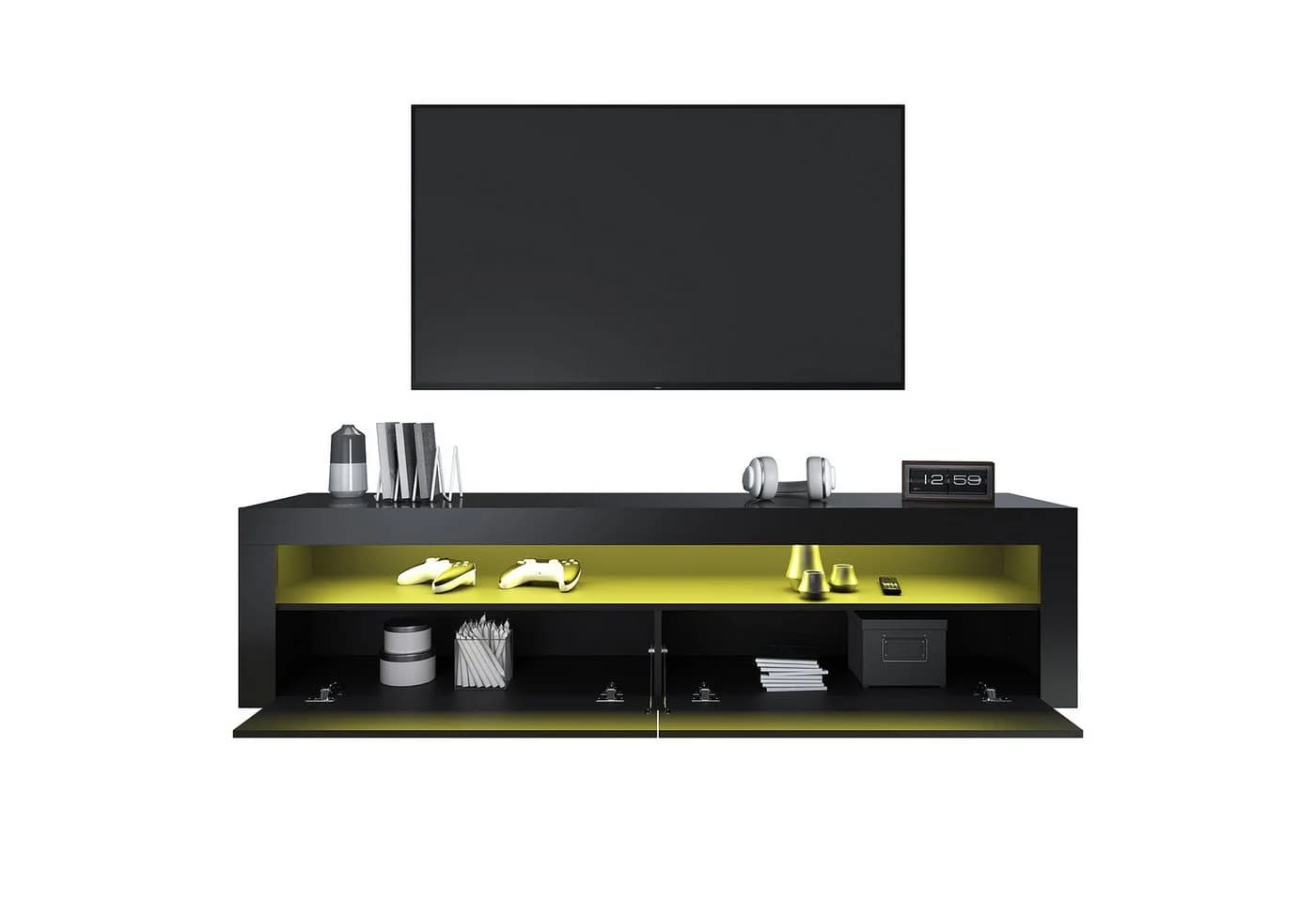 SONNI TV-Schrank Weiß Hochglanz LED-Beleuchtung 120 cm - Bild 2