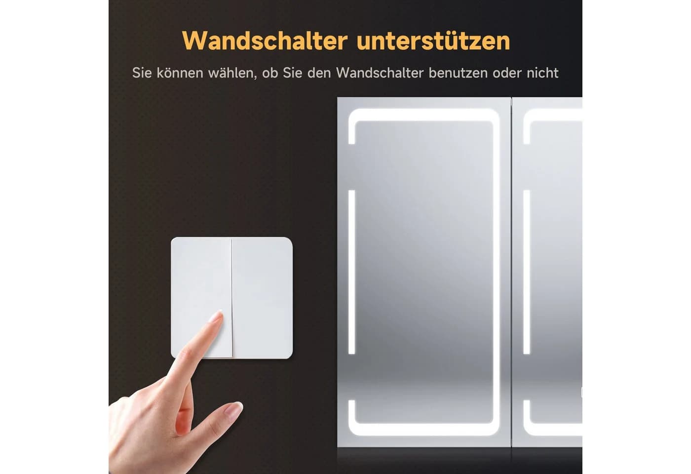 SONNI Spiegelschrank Dreitüriger Badspiegelschrank Verstellbare Schotten 90x60cm - Bild 4
