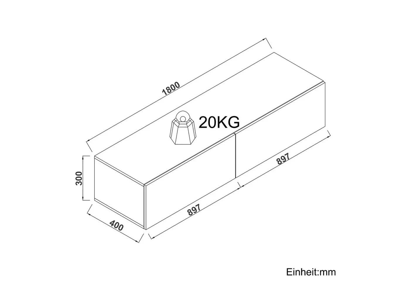 SONNI Lowboard TV-Schrank 180 cm Weiß Hochglanz - Bild 3
