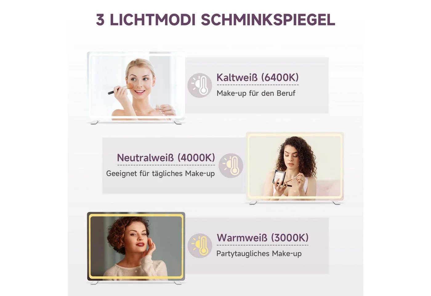 SONNI LED Schminkspiegel 100x70cm dimmbar mit Steckdose - Bild 5