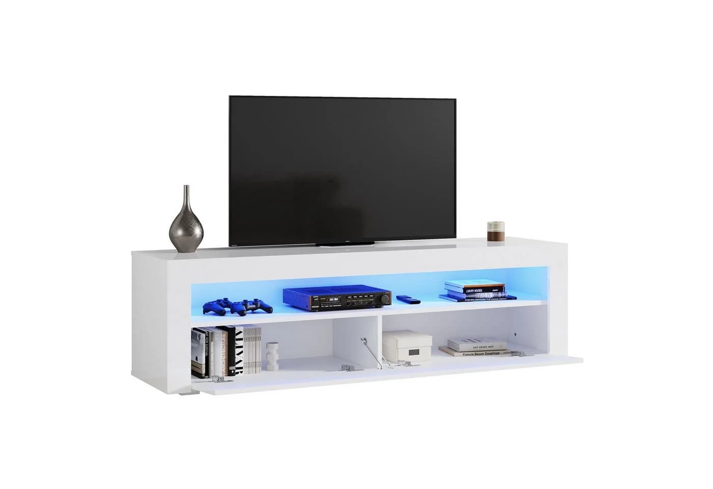 SONNI Lowboard TV-Schrank mit LED-Beleuchtung Weiß - Bild 2