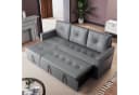 SONNI Schlafsofa Ecksofa 3-Sitzer Kunstleder Dunkelgrau Bild 2