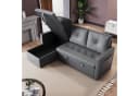 SONNI Schlafsofa Ecksofa 3-Sitzer Kunstleder Dunkelgrau Bild 3