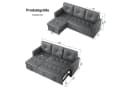 SONNI Schlafsofa Ecksofa 3-Sitzer Kunstleder Dunkelgrau Bild 4