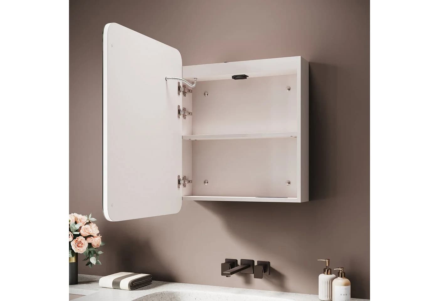 SONNI Spiegelschrank Badezimmer mit LED-Spiegel Urban Beige - Bild 3