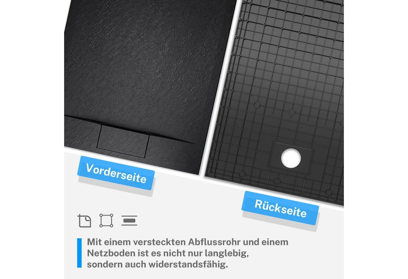 SONNI Duschwanne Schieferoptik SMC mit Siphon - Bild 3