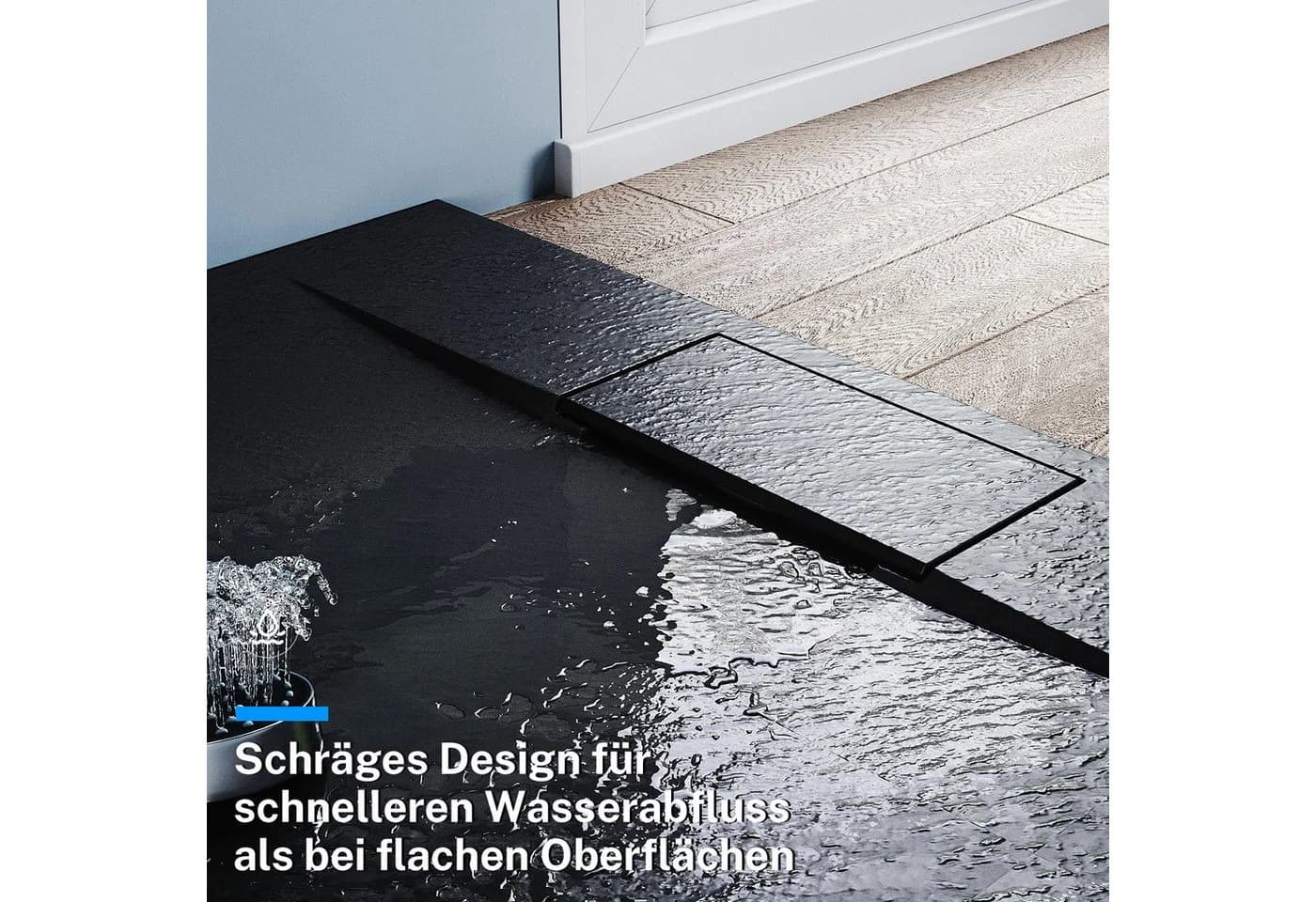 SONNI Duschwanne Schieferoptik SMC mit Siphon - Bild 5