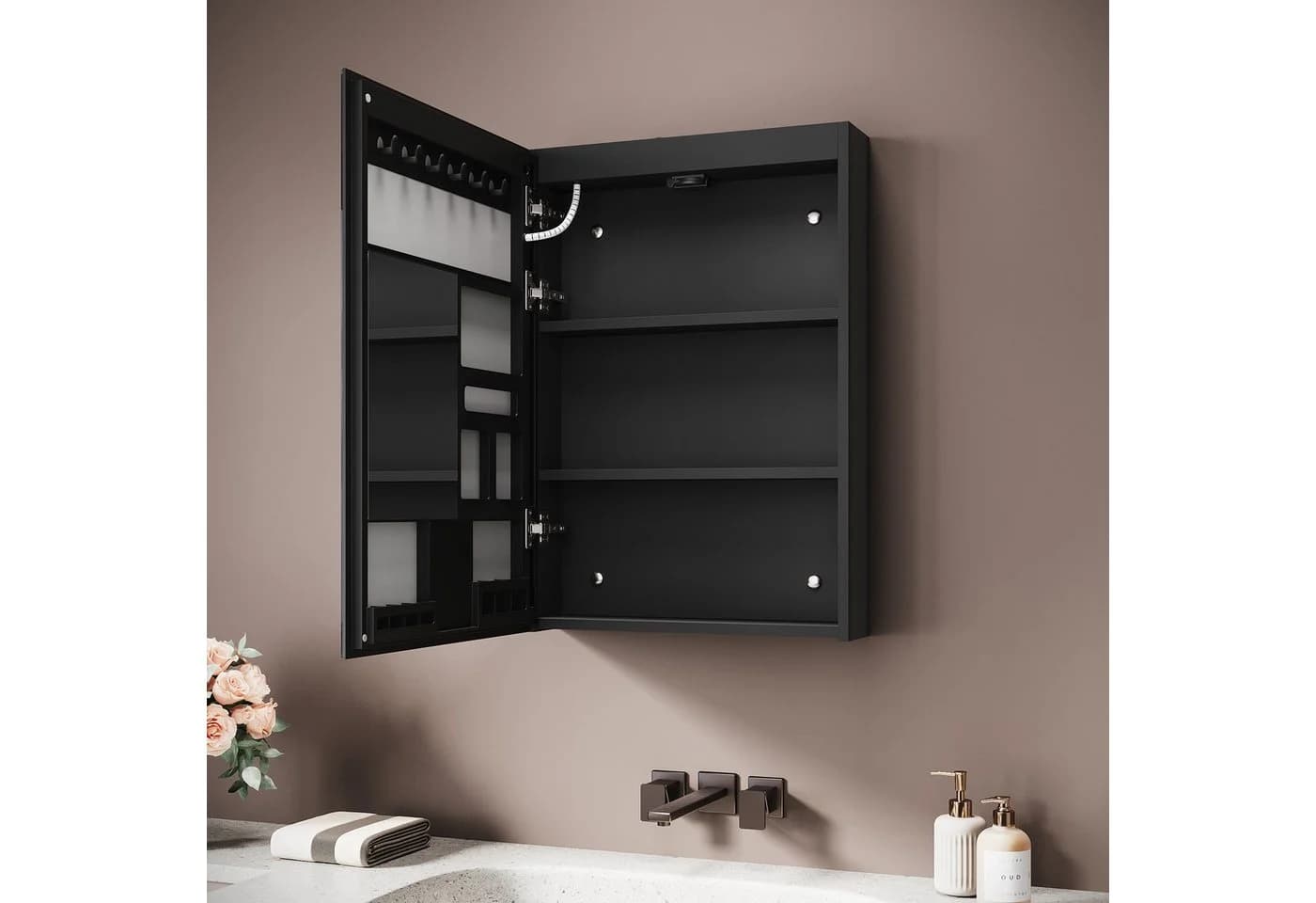 SONNI Spiegelschrank Badezimmer LED-Beleuchtung 3 Farben Grau - Bild 3