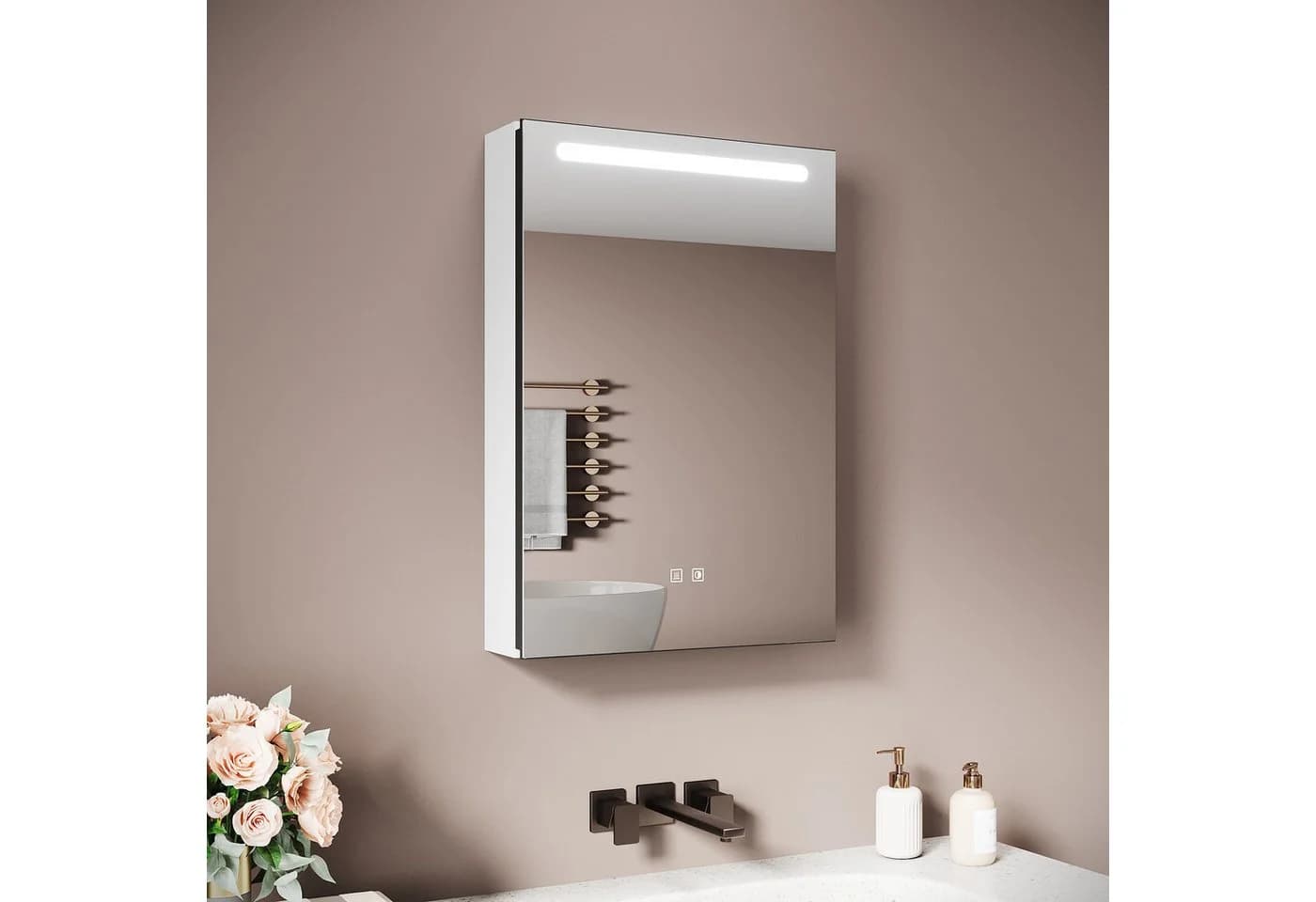 SONNI Spiegelschrank Badezimmer LED Beleuchtung 3 Farben - Bild 2