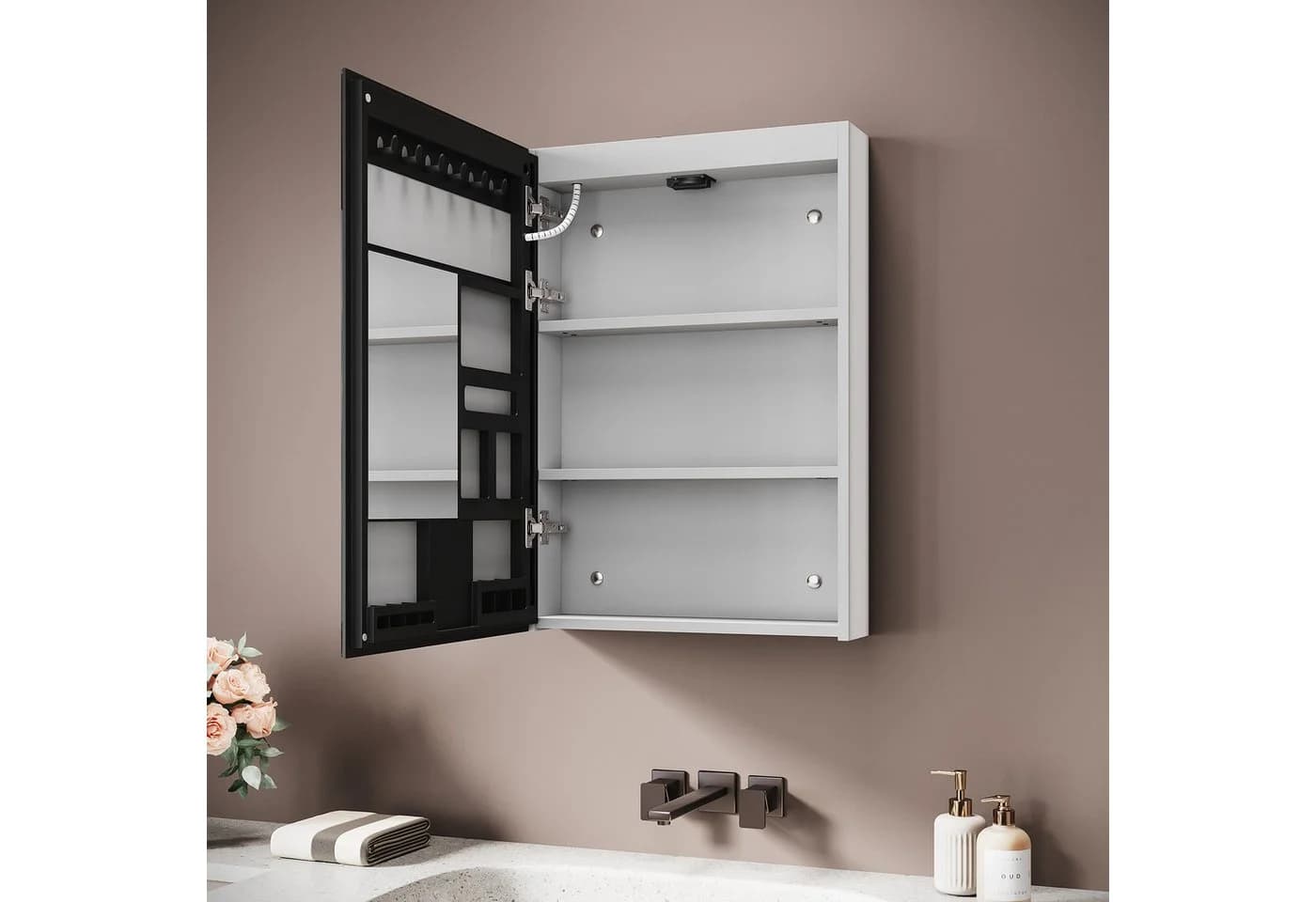 SONNI Spiegelschrank Badezimmer LED Beleuchtung 3 Farben - Bild 3
