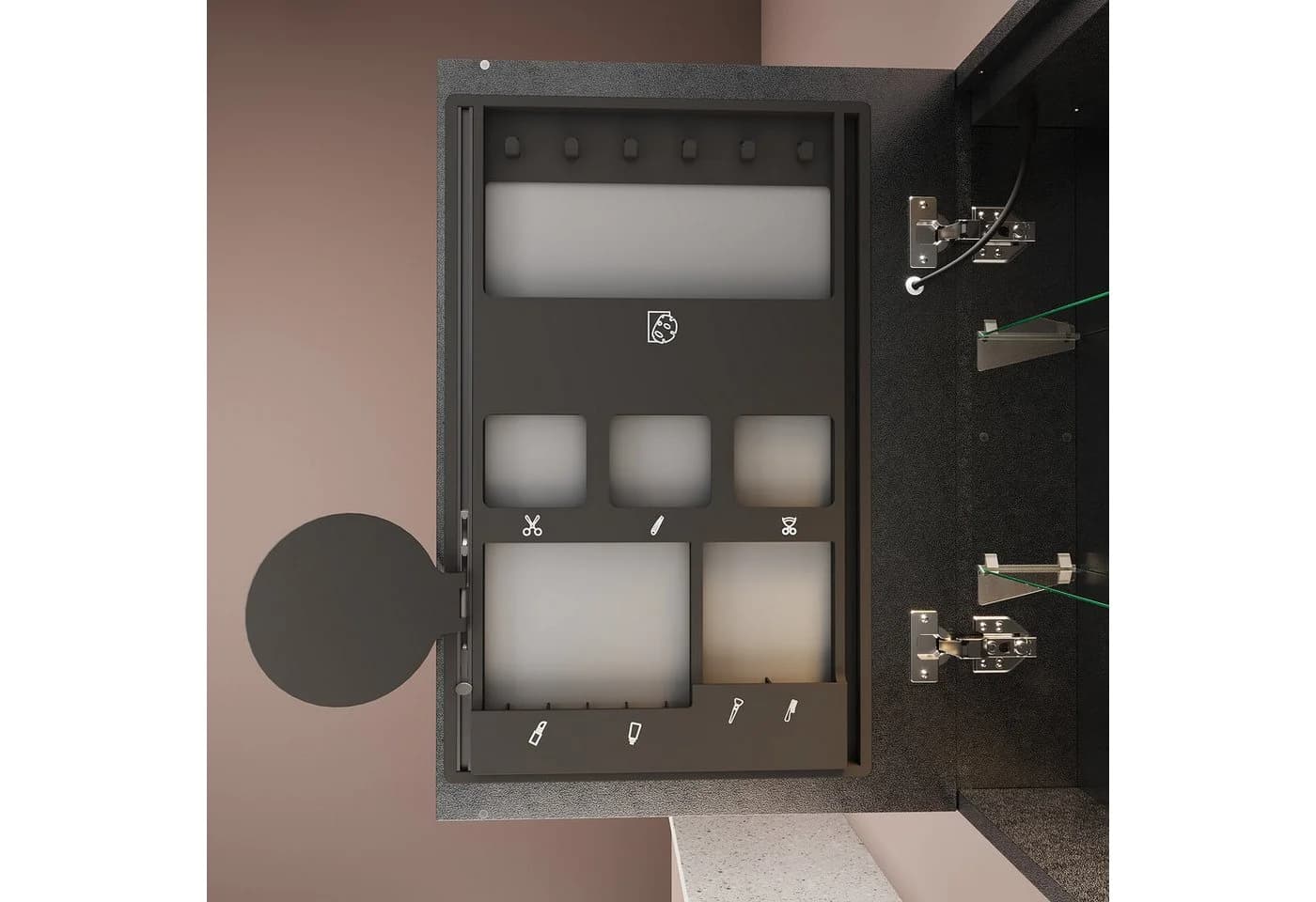 SONNI Spiegelschrank Badezimmerschrank 70x65cm mit 3-farbiger dimmbarer Beleuchtung - Bild 5