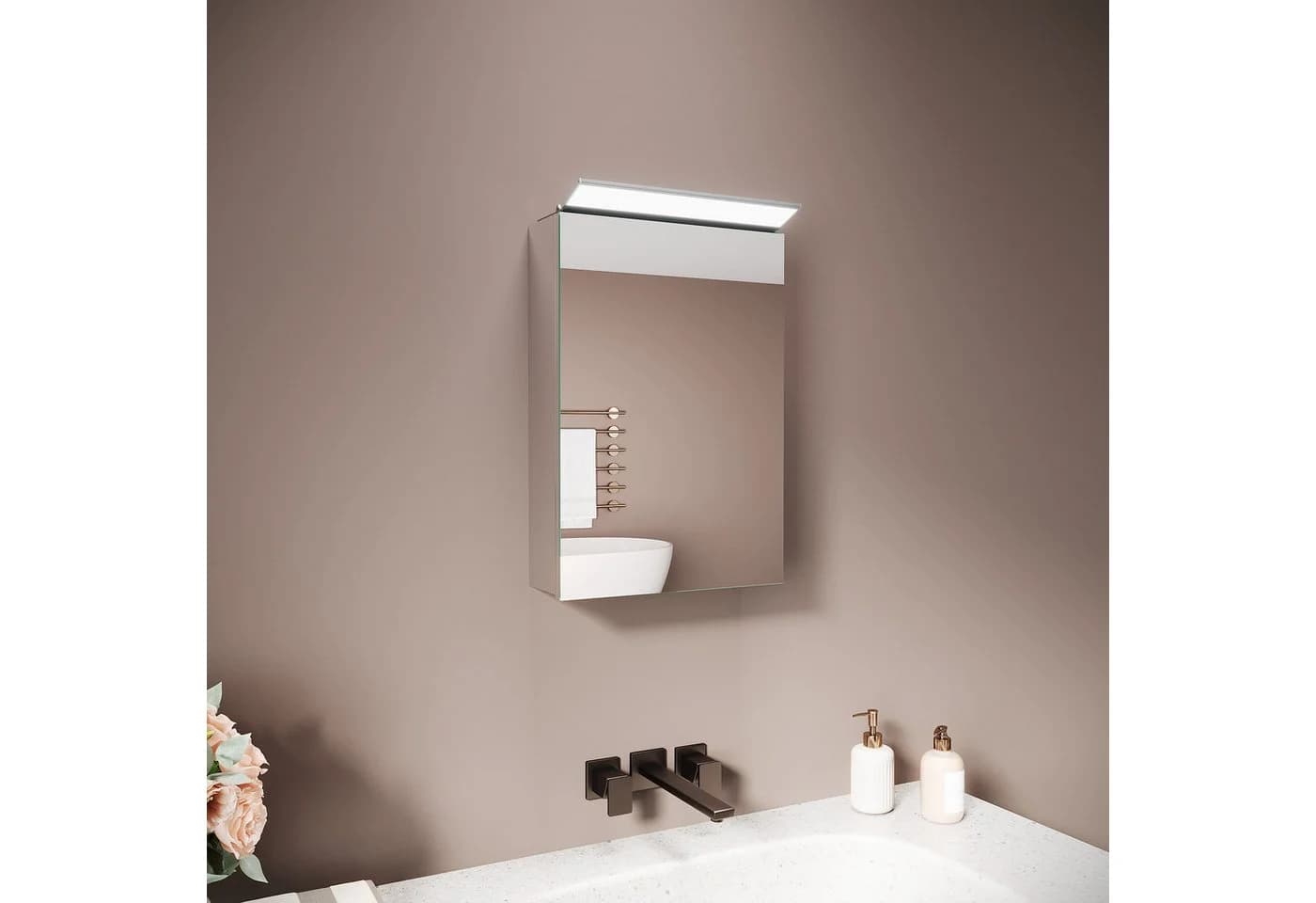 SONNI Spiegelschrank 36x52cm mit Frontbeleuchtung