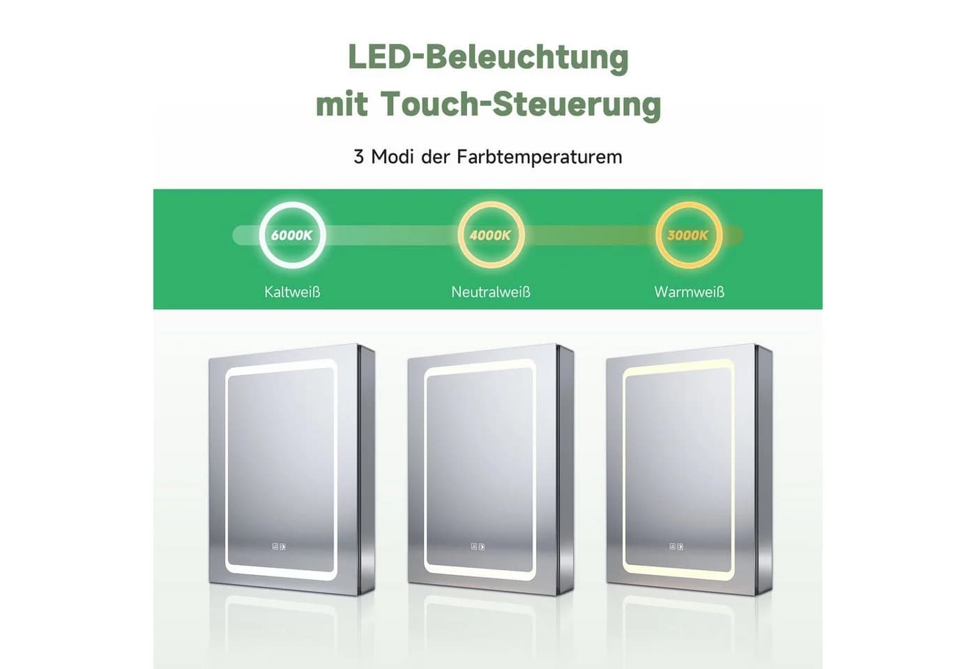 SONNI Spiegelschrank Aluminium Touch-Bedienung Antibeschlag - Bild 3