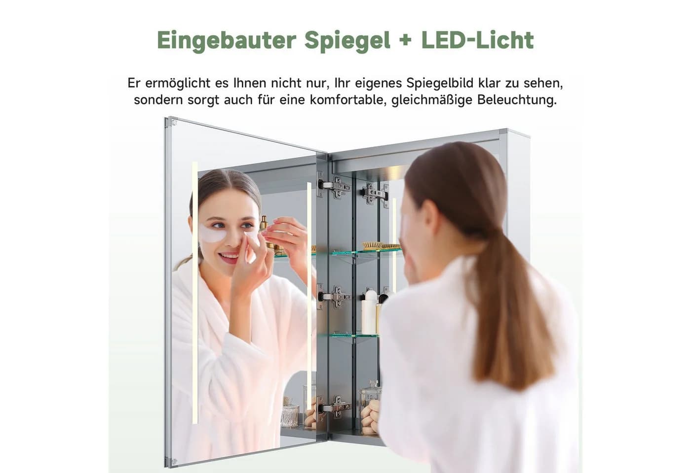 SONNI Spiegelschrank Aluminium Touch-Bedienung Antibeschlag - Bild 4