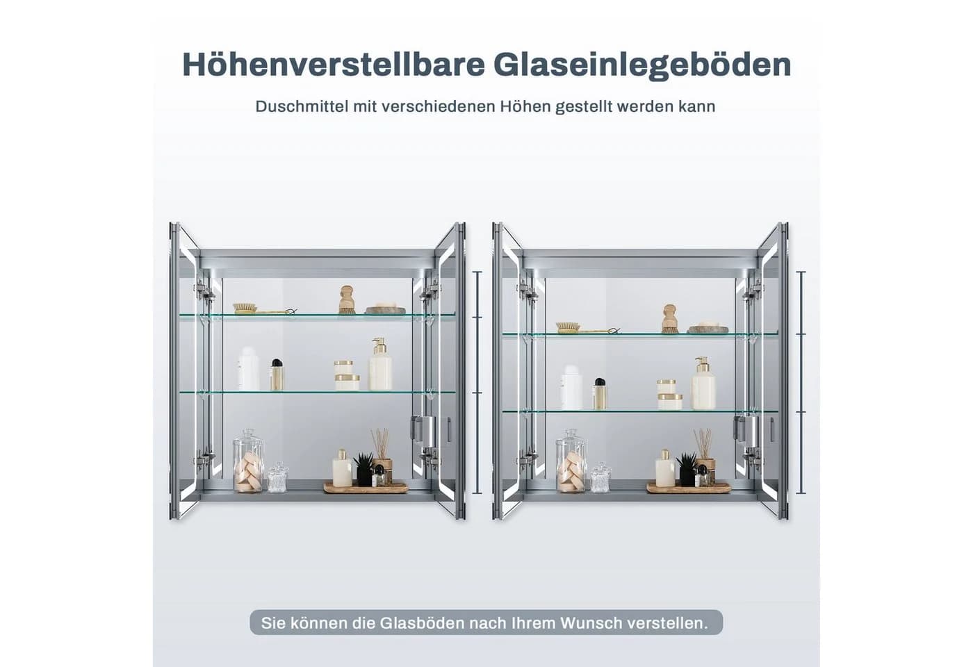 SONNI Badezimmerspiegelschrank Doppeltüriger Metall Einstellbare Helligkeit - Bild 4
