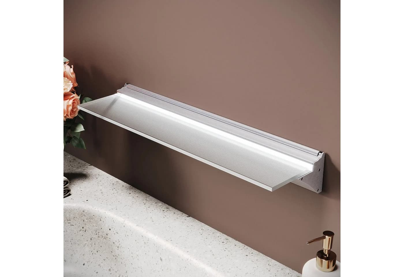 SONNI LED-Wandregal mit Sensor & 3 Lichtfarben Silber