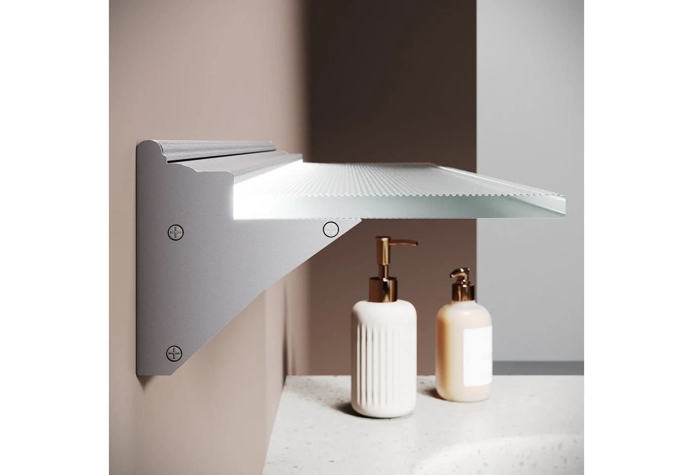 SONNI LED-Wandregal mit Sensor & 3 Lichtfarben Silber - Bild 5