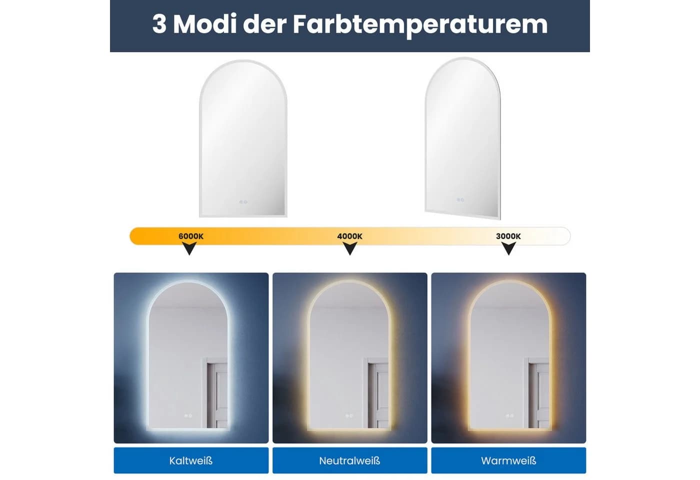 SONNI Badspiegel LED Beleuchtung Drei Farbtemperaturen - Bild 4