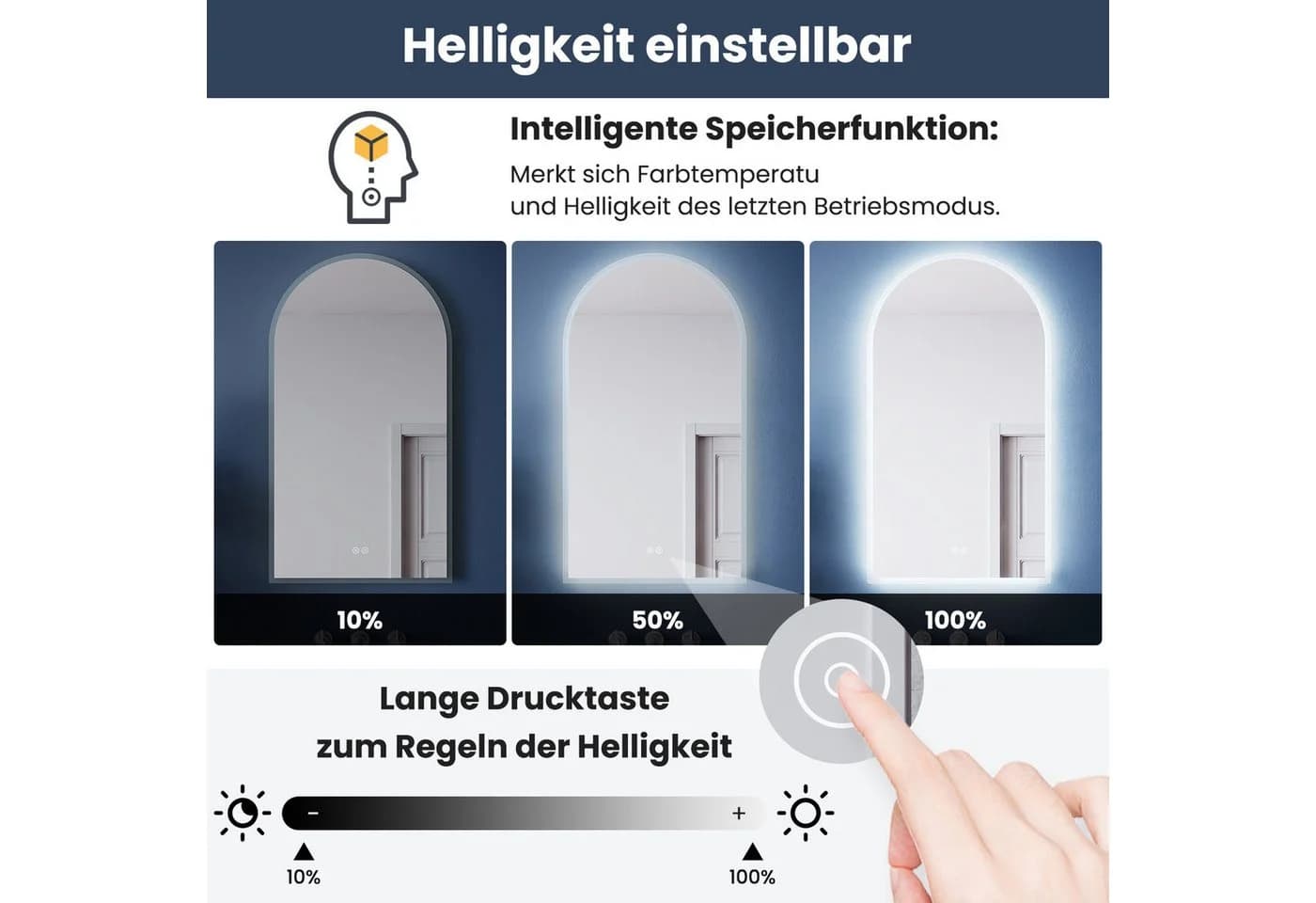 SONNI Badspiegel LED Beleuchtung Drei Farbtemperaturen - Bild 5