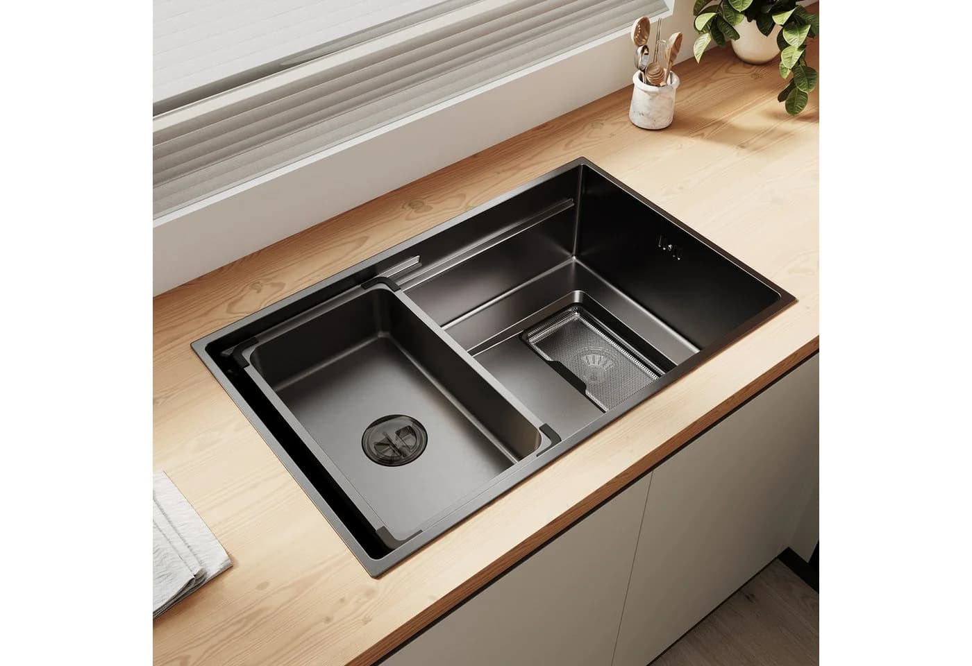 SONNI Küchenspüle 304 Edelstahl Schwarz Einbauspüle - Bild 2