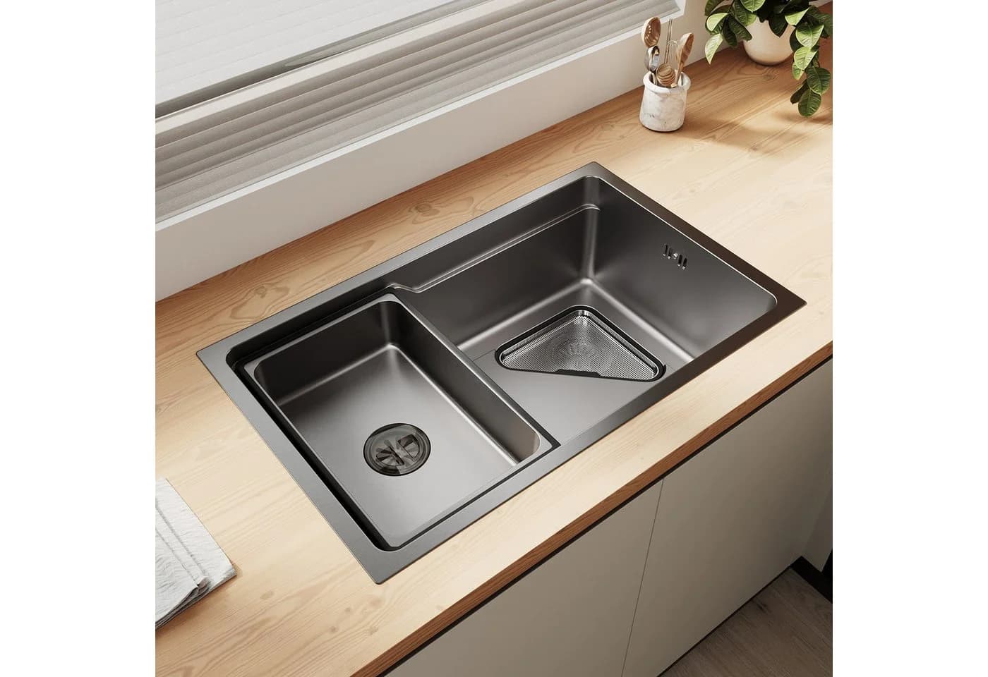 SONNI Küchenspüle Edelstahl Schwarz 70 cm mit Nano-Beschichtung - Bild 2