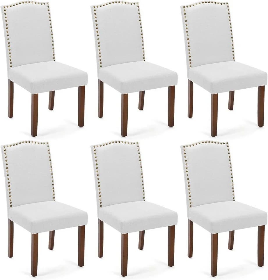 DUMOS Esszimmerstuhl Set Gepolstert mit Holzrahmen Grau/Weiß/Braun - Bild 2