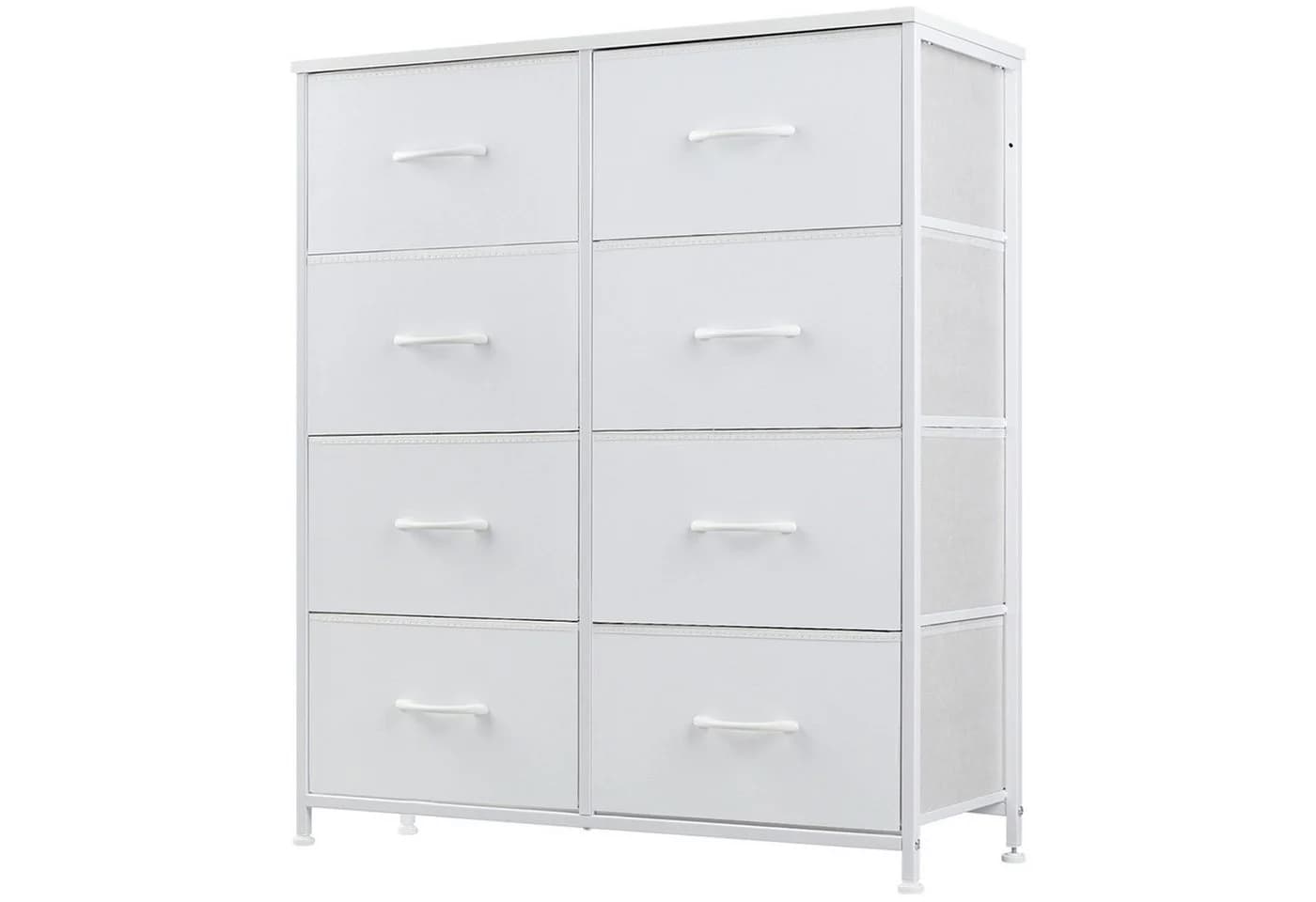 DUMOS Schubkastenkommode 4 Schubladen Weiß Vlies & Holz - Bild 2