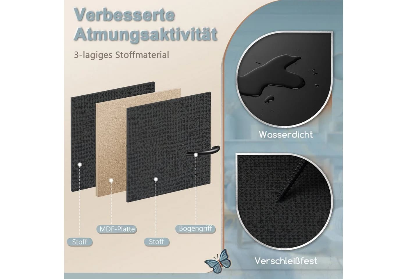DUMOS Schubkastenkommode Stoffschubladen 7-tlg. Schwarz - Bild 4
