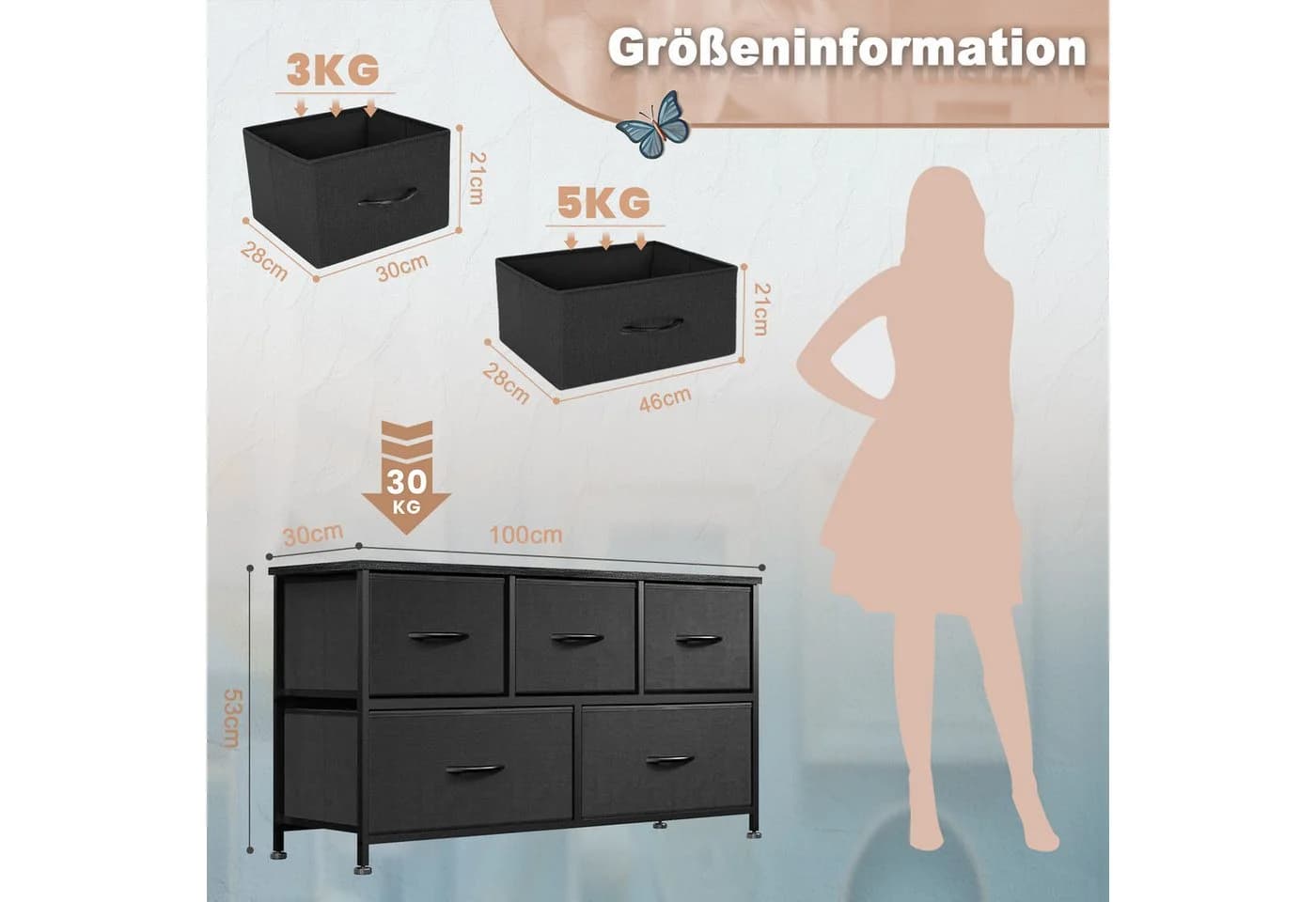 DUMOS Schubkastenkommode mit 7 Stoffschubladen und Metallgestell - Bild 3