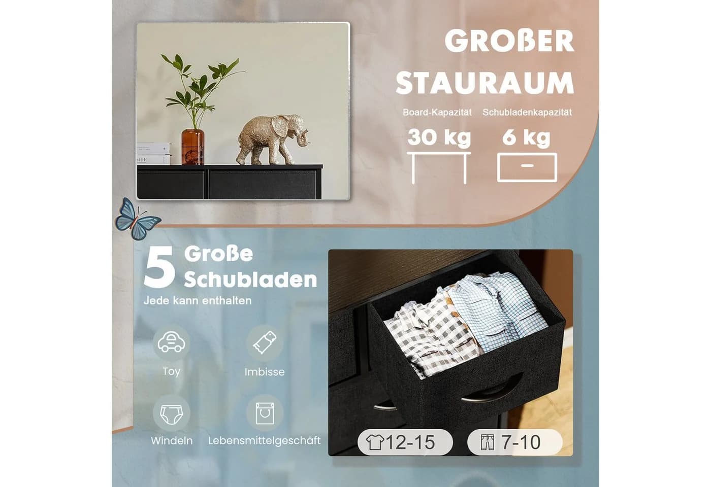 DUMOS Schubkastenkommode mit 7 Stoffschubladen und Metallgestell - Bild 4