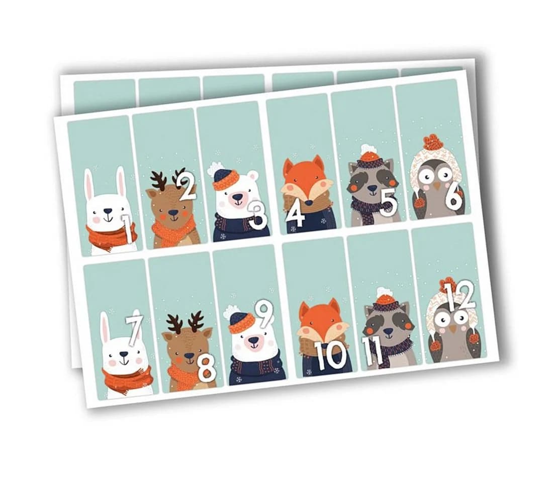 PAPIERDRACHEN DIY-Adventskalender 24 Zahlenaufkleber Blau Papier Selbstklebend