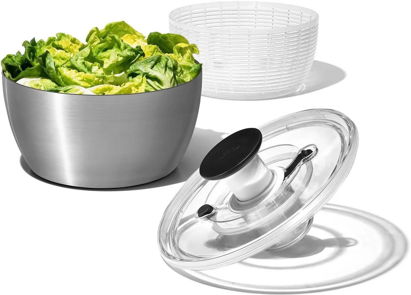 OXO STEEL Salatschleuder Silber Edelstahl 6 Liter