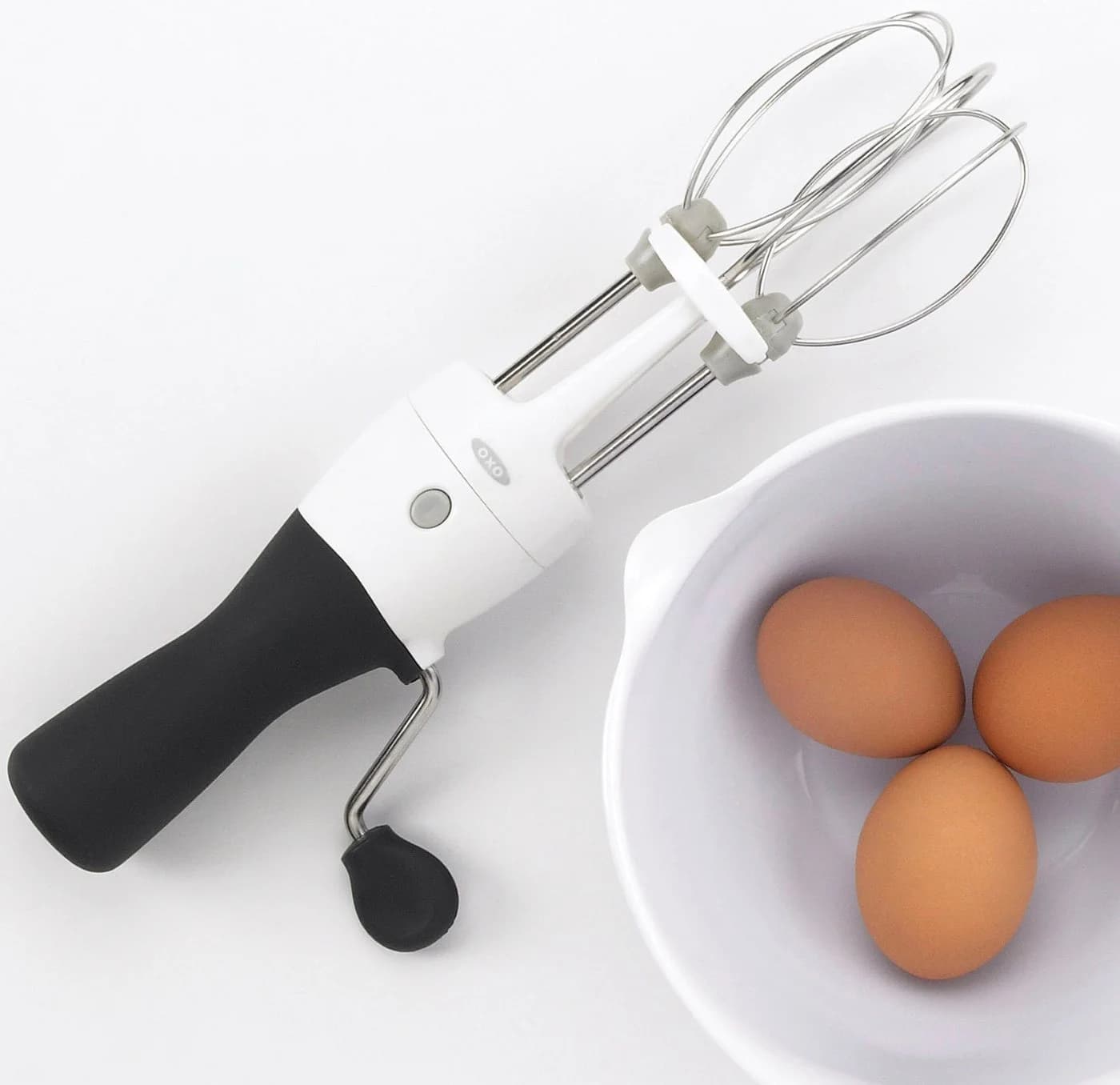 OXO GOOD GRIPS Schneebesen mit Kurbel, silber/schwarz, Edelstahl