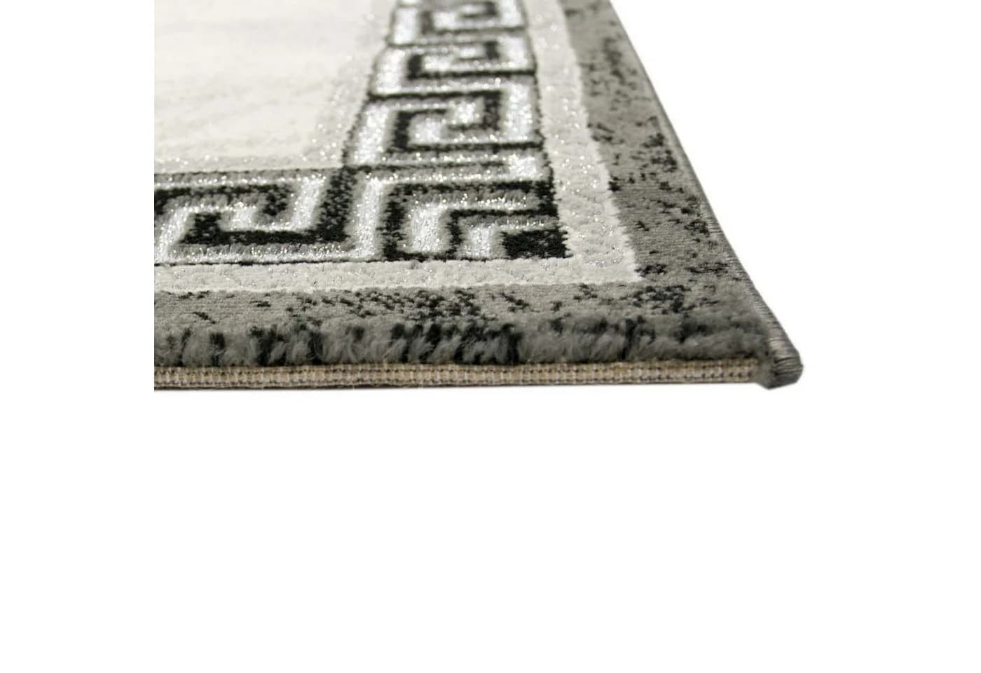 Carpetia Orientalischer Teppich mit Bordüre & Glitzergarn Creme Grau - Bild 5