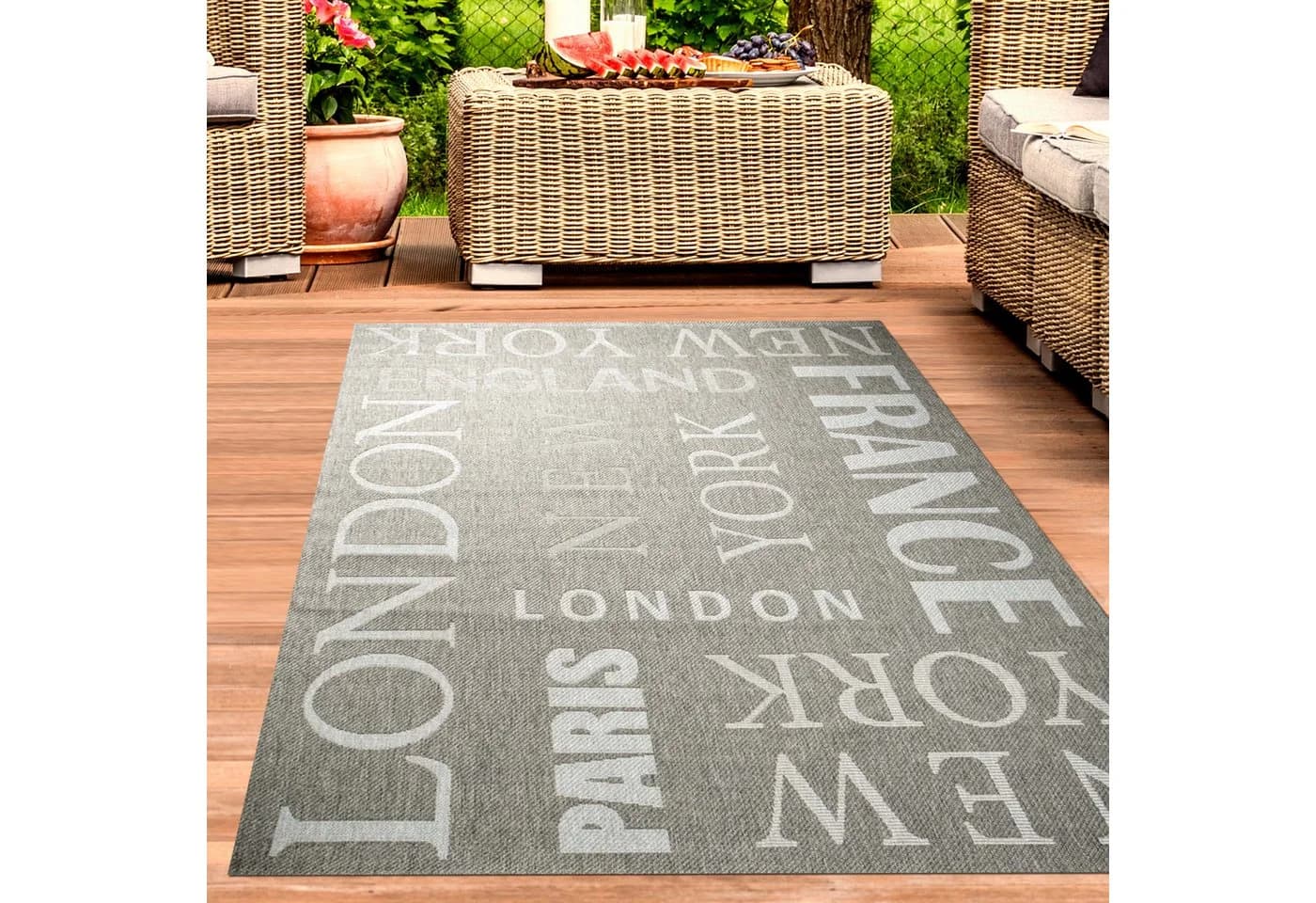 Carpetia Küchenläufer Sisal-Optik New York London Paris Grau/Weiß - Bild 2