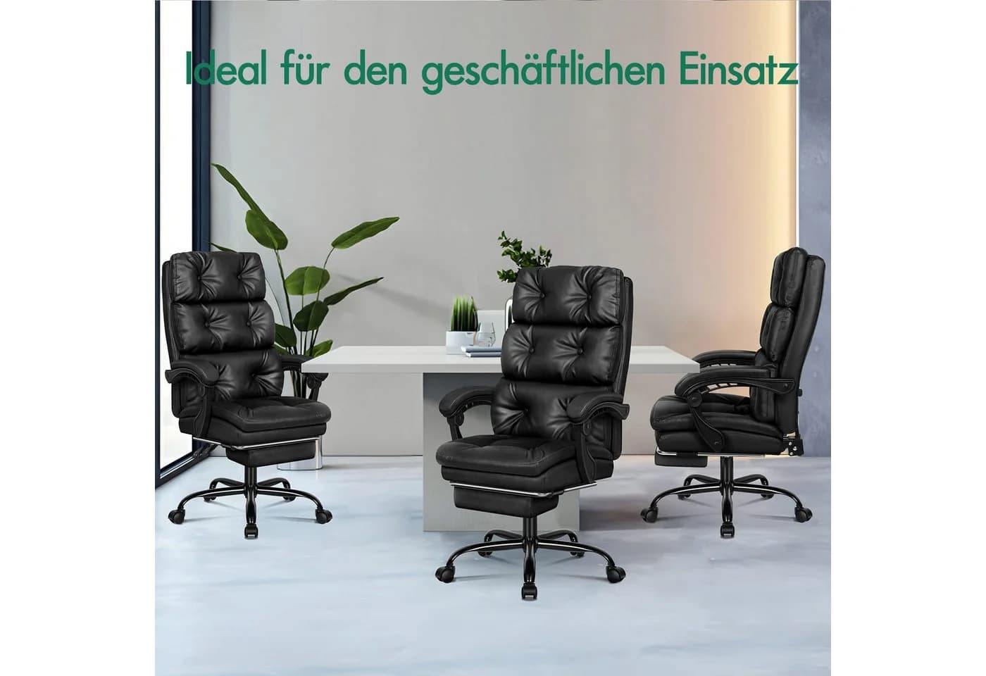 ALFORDSON Bürostuhl Schwarz mit Fußstütze & verstellbarer Rückenlehne - Bild 3