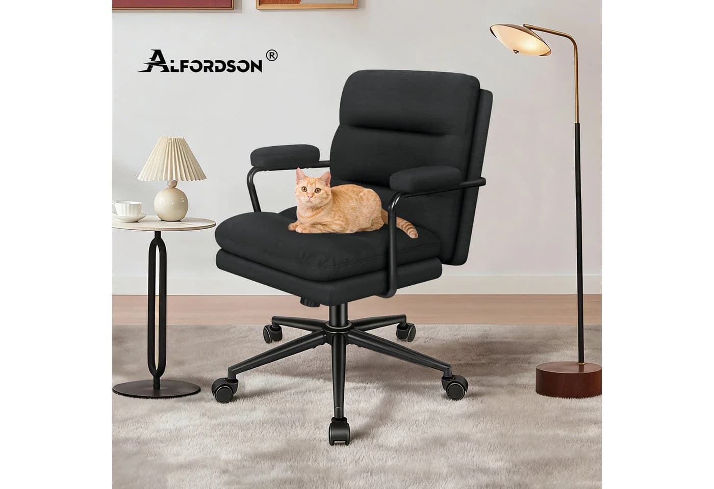 ALFORDSON Bürostuhl ergonomisch mit Lendenstütze Chenille - Bild 3
