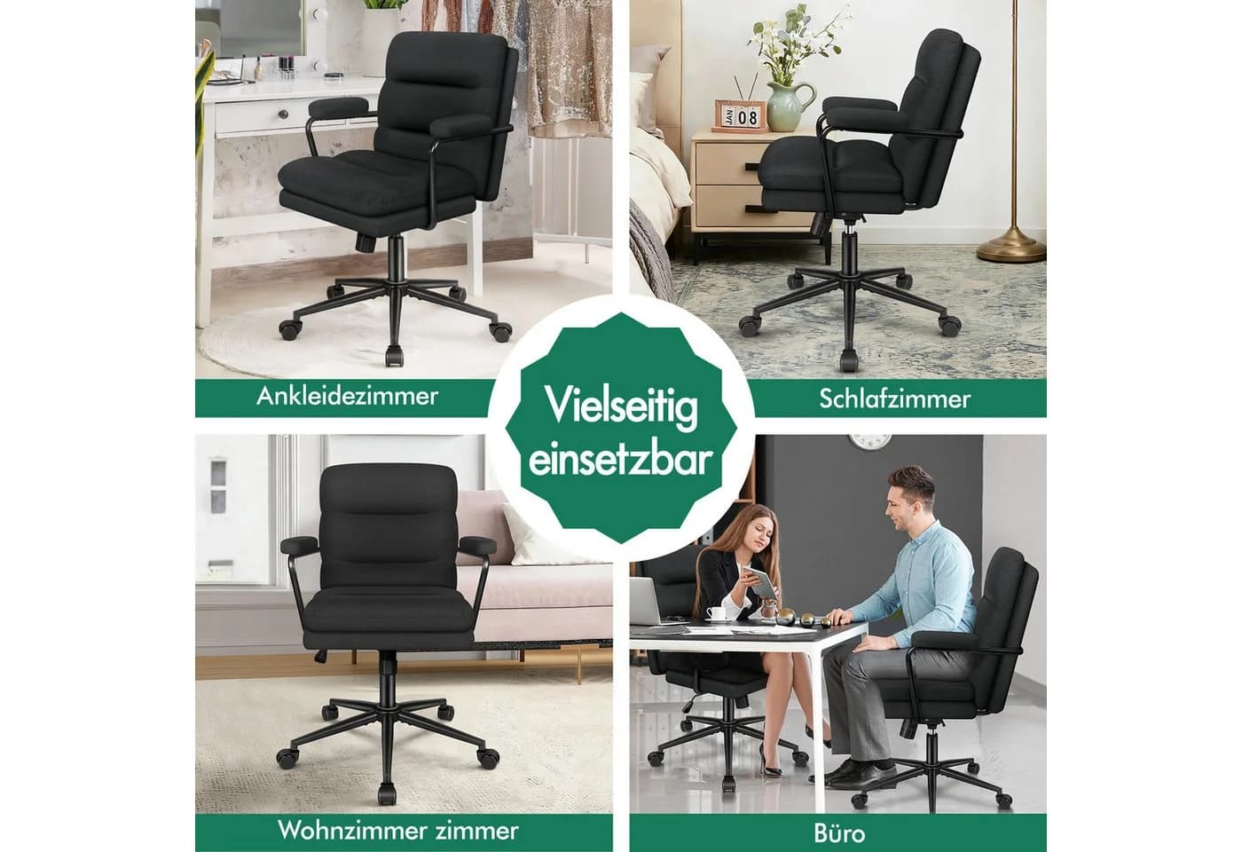 ALFORDSON Bürostuhl ergonomisch mit Lendenstütze Chenille - Bild 4