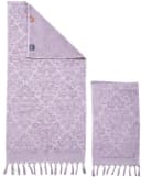 Handtuch Set aus Baumwolle und Walkfrottier in Altrosa Bild 1