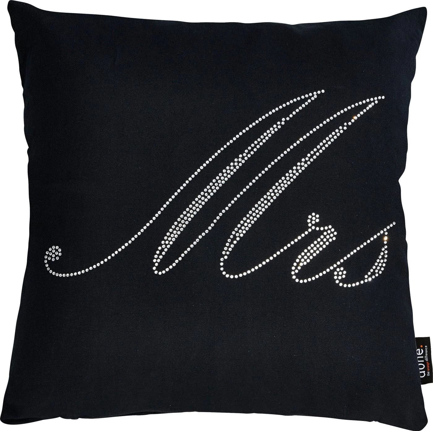 DONE. Dekokissen Mrs Grau mit Strass-Motiv