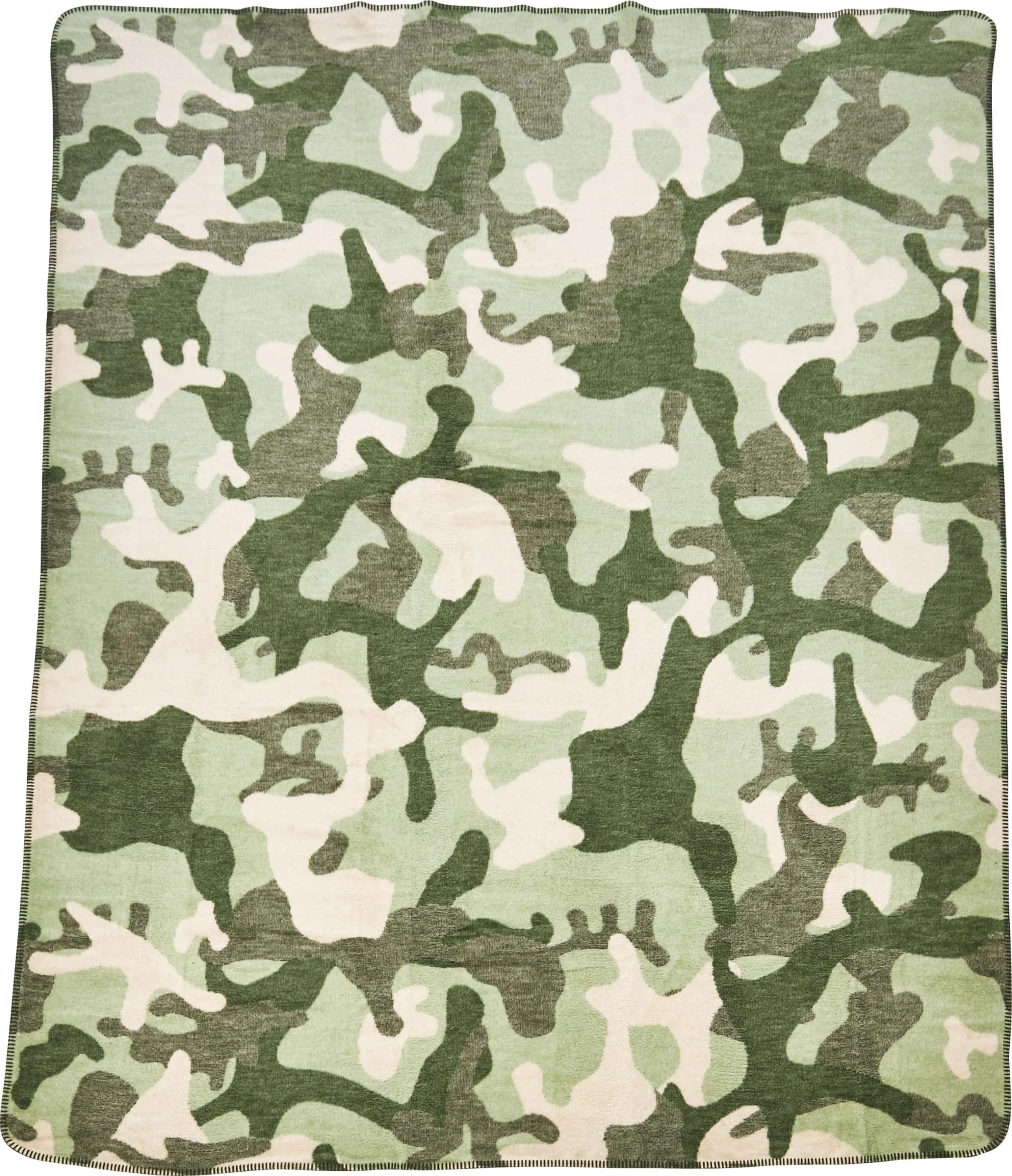 DONE. Wohndecke Camouflage Grün Beige Ziernaht Baumwolle