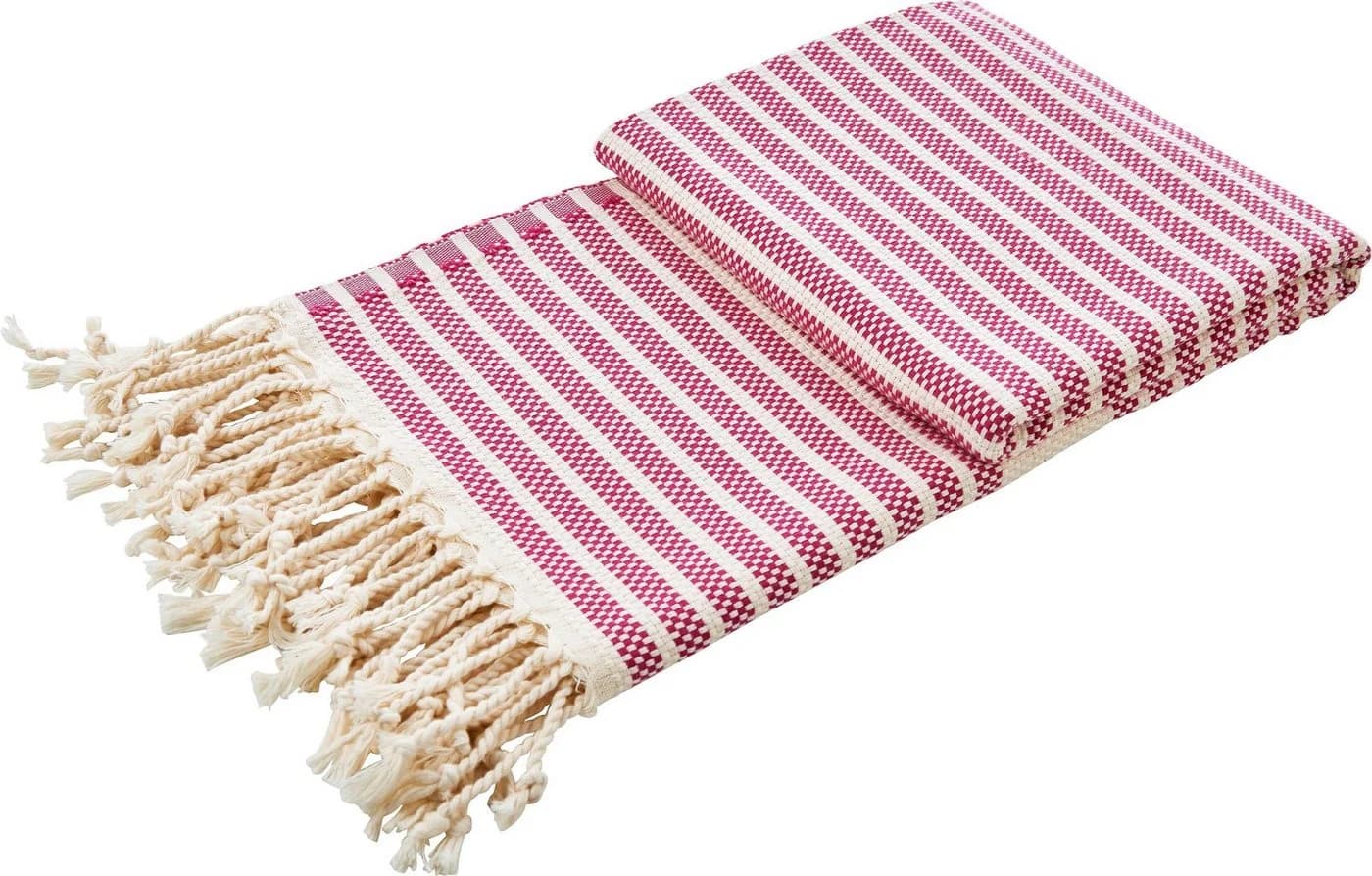 done. Plaid "Lounge Stripes" Pink-Beige 100x180cm Baumwolle - Bild 2