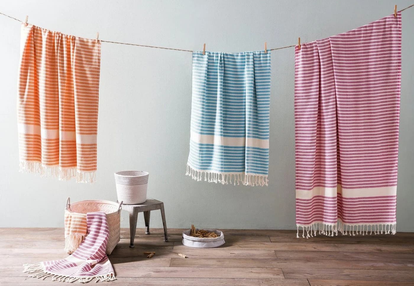 done. Plaid "Lounge Stripes" Pink-Beige 100x180cm Baumwolle - Bild 4