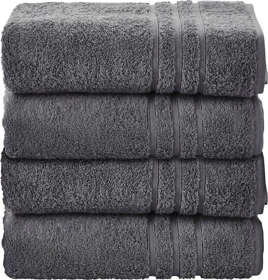 Handtuch Set aus Walkfrottier und Baumwolle, anthrazit, 50x100 cm - Bild 2