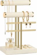 SURFOU Schmuckständer Organizer Beige/Gold 5-in-1 Samt & Metall Bild 2