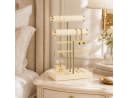 SURFOU Schmuckständer Organizer Beige/Gold 5-in-1 Samt & Metall Bild 4