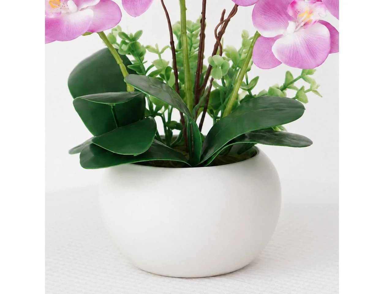SURFOU Künstliche Orchidee im Topf Lila Phalaenopsis mit Keramiktopf - Bild 5