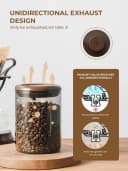 SURFOU Kaffeedose Glas 900ml Luftdicht mit CO₂-Ventil Braun Bild 3