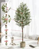 SURFOU Künstlicher Olivenbaum 180 cm mit Topf und Korb Bild 1