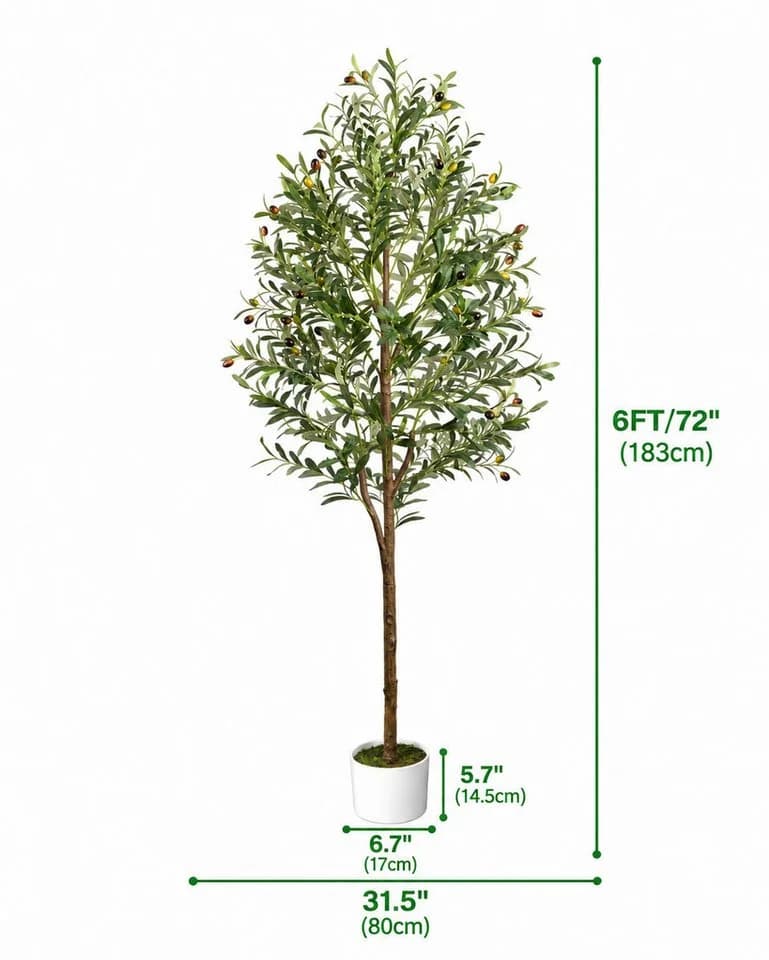 SURFOU Künstlicher Olivenbaum 180 cm mit Topf und Korb - Bild 4